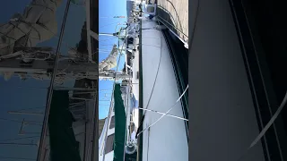 LOOKING LIKE A GHOST SHIP!! First time I had seen her in person.  #boatlife #sailing #travel