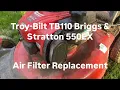 Troy-Built TB110 Briggs Stratton 550EX Air Filter Replacement