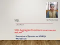 SQL Aggregate Functions COUNT SUM AVG MAX MIN on MYSQL Workbench