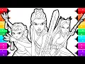 Coloring Huntrix Bathhouse Fight Scene Coloring Page from KPop Demon Hunters