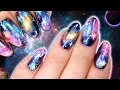 GALAXY NAILS WITH HOLO GLITTER CHAMELEON CHROME FLAKIES NAIL ART TUTORIAL - Easy Galaxy Nailart