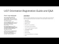 UCF Orientation Registration Guide and Q A