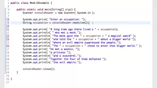 Writing a MadLibs Program Using Scanner in Java