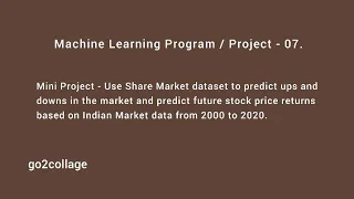 EP 07 Share Market Price Prediction Machine Learning go2collage