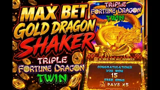 MASSIVE JACKPOT Triple Fortune Dragon Twin MAX BET GOLD SHAKER