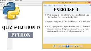 Python Tutorial for Beginners Quiz - 4 Solution python exercise solution