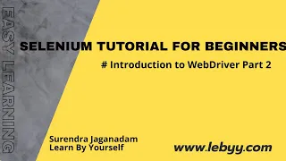 Selenium WebDriver Tutorial Selenium Tutorial For Beginner Selenium WebDriver Introduction Day 2