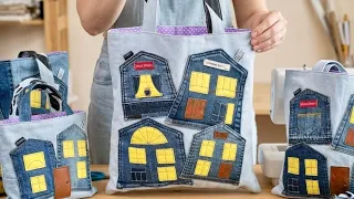 СШИЛА ПРОИЗВЕДЕНИЕ ИСКУССТВА ИЗ ДЖИНСОВ👖! Сумка шоппер из джинсовых карманов!
