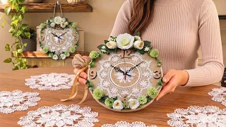 Everyone thinks it's store-bought! Amazing Clock decoration made from old lace! Easy DIY