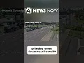 Semi-truck hauling forklift knocks down power lines in Toms River New Jersey