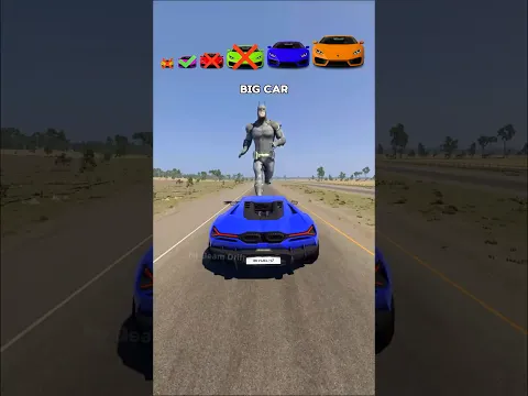 Big & Small Cars vs Running Giant Batman
