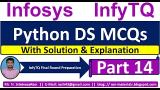 InfyTQ Python DS MCQs InfyTQ 2023 Python MCQs Python MCQs Solution Explanation Part-14