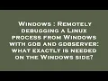 Windows Remotely debugging a Linux process from Windows with gdb and gdbserver what exactly is ne