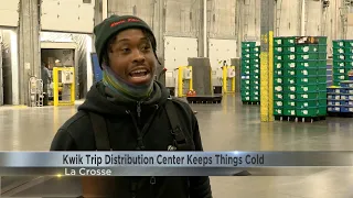 Some avoiding heat by working in freezing Kwik Trip distribution center
