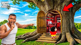 Franklin Found Shinchan and Chop's Hidden Secret Base Inside a Giant Tree! | GTA 5 Telugu Gameplay