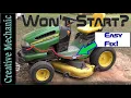 John Deere lawnmower won t start Easy fix Air in fuel lines