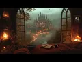 Cozy Reading Alone from Your Bed with Castle View | Dark Academia Piano for Calm Study & Reflection