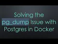 Solving the pg - dump Issue with Postgres in Docker