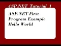 How To Write First ASP NET Program