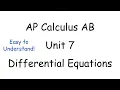 AP Calculus AB Unit 7 Review Differential Equations Slope Fields Separation of Variables