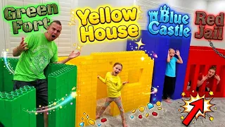 Last to Leave GIANT LEGO HOUSES in Our Color Wins!! (Remastered)