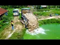 Download Lagu Bulldozer Power Remove pond using stone with Dump Truck