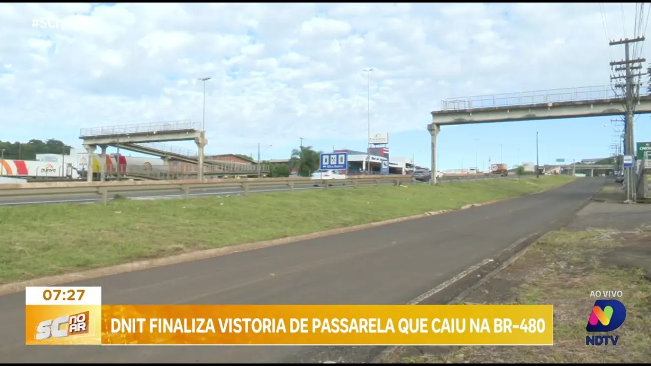 Dnit conclui vistoria na passarela da BR-480 em Chapecó; medidas emergenciais são definidas