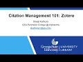Citation Management 101 Zotero Workshop