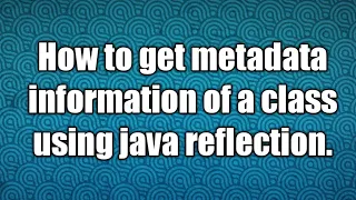 Get the metadata about the class using java reflection API