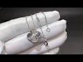 Van Cleef Arpels Vintage Alhambra Guilloche Diamond 18K White Gold 2020 Holiday Pendant Necklace