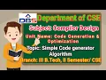 Simple Code Generator Algorithm Code Generation and Optimization Compiler Design CSE DBS Talks
