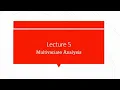 LECTURE 5 MULTIVARIATE ANALYSIS