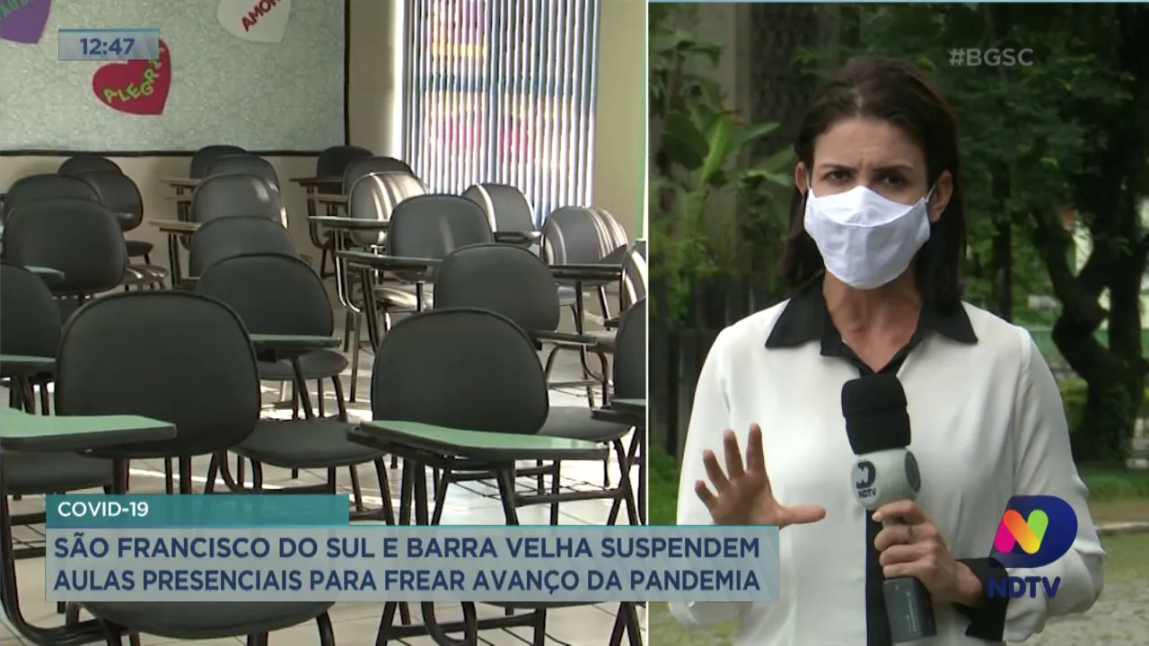 Aulas presenciais estão suspensas em Barra Velha e São Francisco do Sul, no Norte do estado