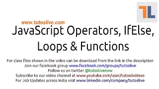 JavaScript Operators Control Structures Loops Functions By Tutoslive