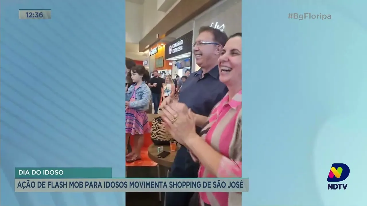 Dia do Idoso: ação de flash mob para idosos movimenta shopping de São José