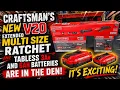 Craftsman s new v20 extended multi size ratchet and 3ah 6ah tabless cell batteries are in the den