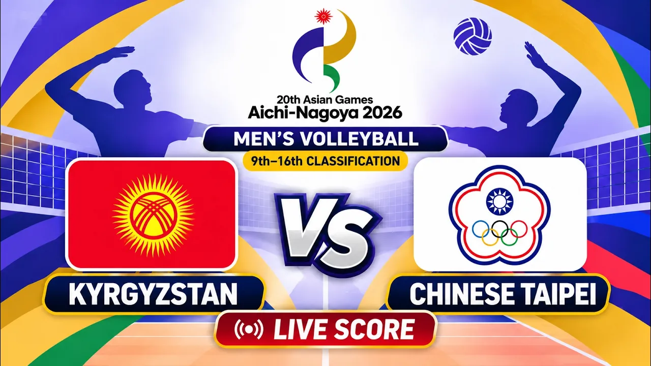 🔴 LIVE | KYRGYZSTAN vs CHINESE TAIPEI | (9-16th) AG 2026 Men's Volleyball | Livescore Volleyball