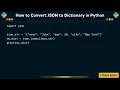 How to Convert JSON to Dictionary in Python