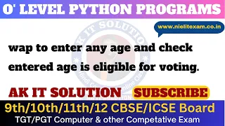 Check Eligibility in Python Voting Eligibility in Python Python Program for Voting