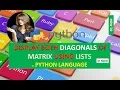 PRINT OR DISPLAY BOTH DIAGONALS OF MATRIX USING LISTS IN PYTHON LANGUAGE IN HINDI