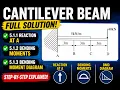 Cantilever Beam Full Solution Reaction at A Bending Moments BMD Engineering Mechanics