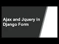Ajax and Jquery in Django Form Submit data without page Reload
