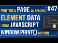 Printing a Page or Specific Element Data using JavaScript window print method