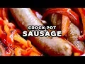 Slow cooker sausage in the crock pot with peppers and onions makes easy sausage sandwiches
