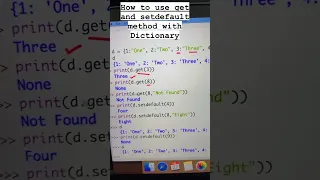 How to use get and setdefault method with Dictionary in Python