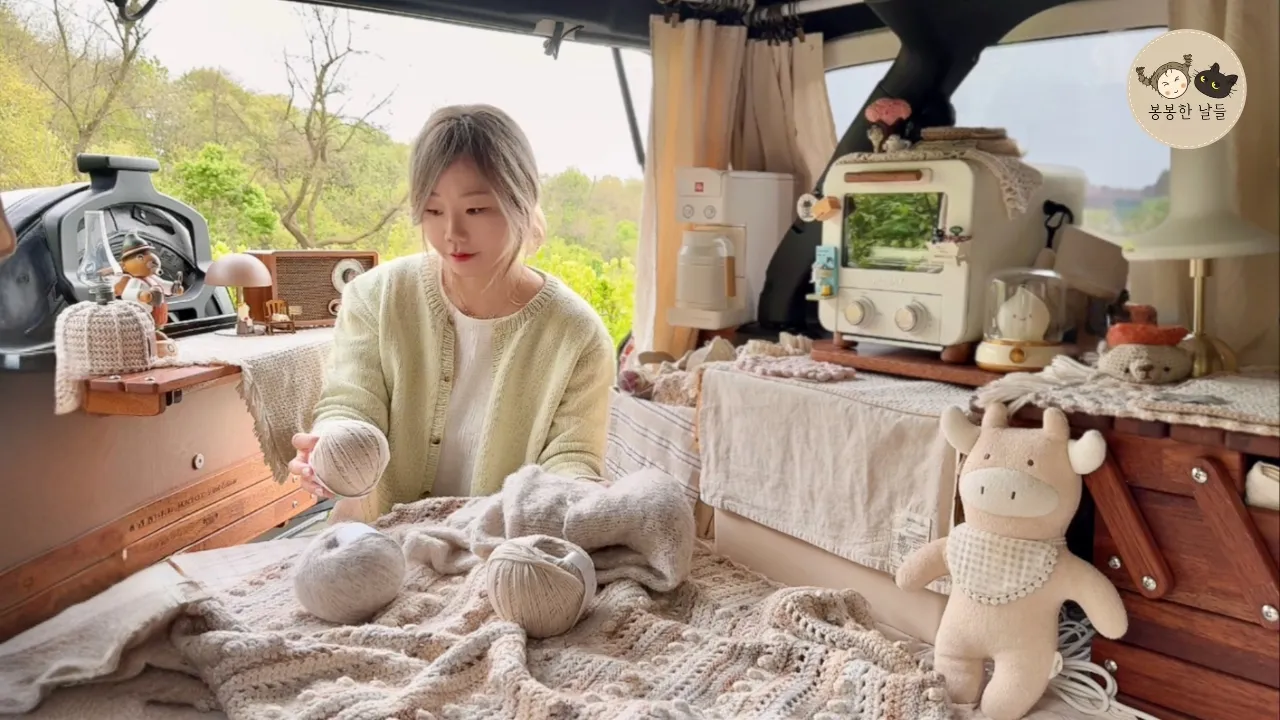 차박 브이로그 | 봄 차박 캠핑, 차 안에서 뜨개하다 예상 못한 손님을 만났어요 썸네일