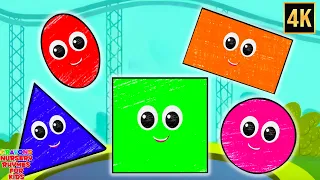 Five Little Shapes Jumping On The Trampoline + Fun Songs & Learning Videos for Kids