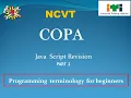NCVT COPA trade class from IT Mithra on Java Script part 2 Programming Terminology for beginners