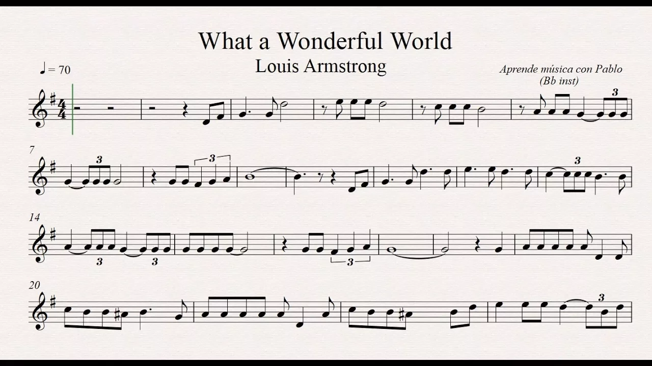 WHAT A WONDERFUL WORLD: Bb inst (clarinete,trompeta,saxo sop/tenor)(partitura con playback)
