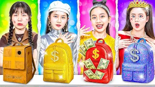 الطلاب الفقراء ضد الأغنياء ضد الأثرياء مقابل الفائقو الغنى في المدرسة 